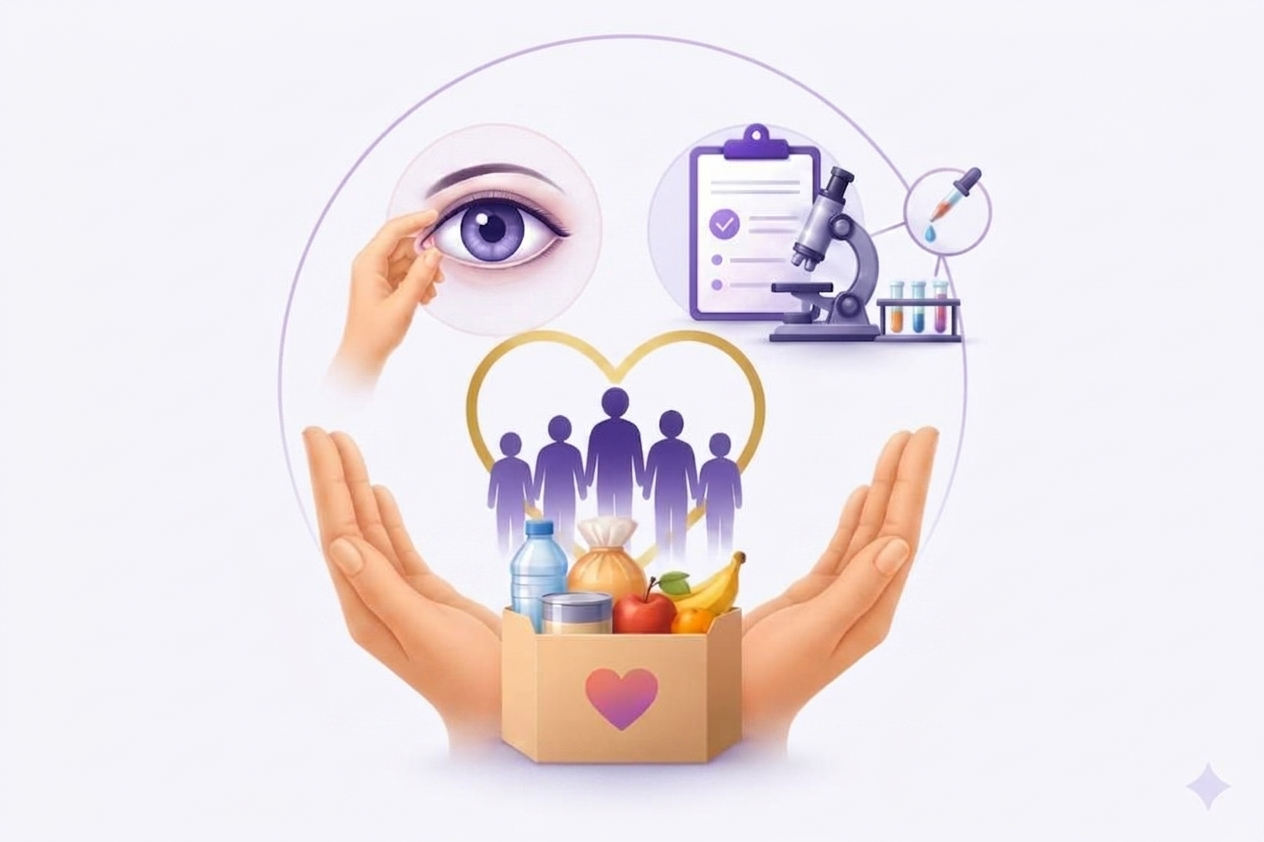 Illustration of community support, healthcare access, and social outreach activities